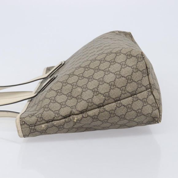 GUCCI GG Supreme Tote Bag PVC Beige Silver 211137 Auth 213362