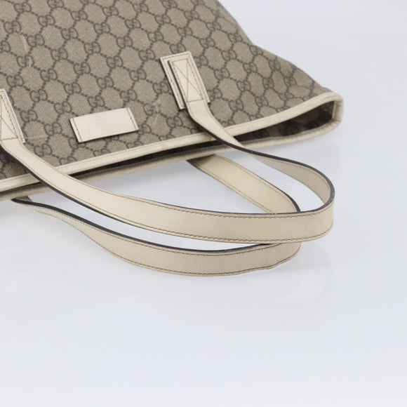 GUCCI GG Supreme Tote Bag PVC Beige Silver 211137 Auth 213362