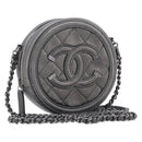 CHANEL Matelasse Chain Shoulder Bag Caviar Skin Gray Silver CC Auth 213364M-1