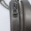 CHANEL Matelasse Chain Shoulder Bag Caviar Skin Gray Silver CC Auth 213364M-16