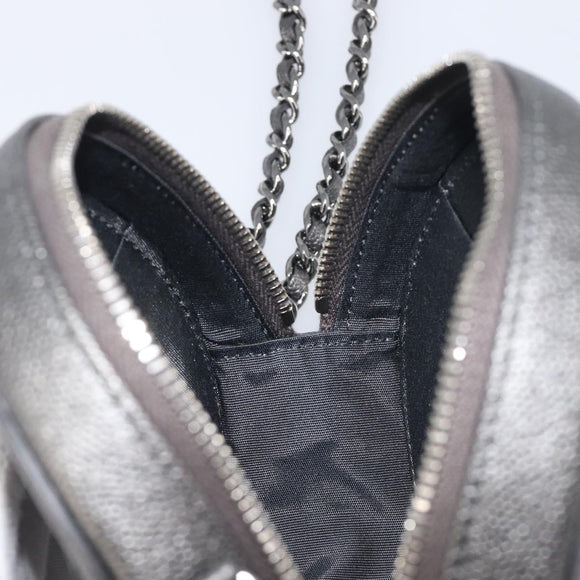 CHANEL Matelasse Chain Shoulder Bag Caviar Skin Gray Silver CC Auth 213364M
