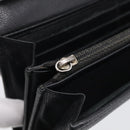 CHANEL Long Wallet Leather Black Silver CC Auth 213365-18