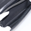 CHANEL Long Wallet Leather Black Silver CC Auth 213365-20
