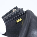 CHANEL Long Wallet Leather Black Silver CC Auth 213365-22