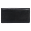 CHANEL Long Wallet Leather Black Silver CC Auth 213365-3