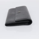 CHANEL Long Wallet Leather Black Silver CC Auth 213365-5
