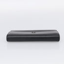 CHANEL Long Wallet Leather Black Silver CC Auth 213365-6