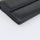 CHANEL Long Wallet Leather Black Silver CC Auth 213365-9