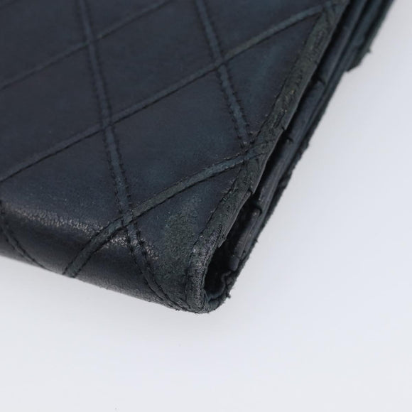 CHANEL Bicolore Wallet Leather Black Gold CC Auth 213366