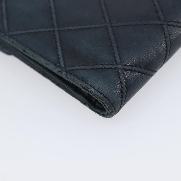 CHANEL Bicolore Wallet Leather Black Gold CC Auth 213366