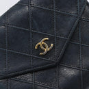 CHANEL Bicolore Wallet Leather Black Gold CC Auth 213366-13