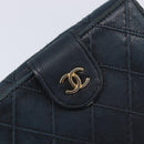 CHANEL Bicolore Wallet Leather Black Gold CC Auth 213366-17