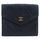 CHANEL Bicolore Wallet Leather Black Gold CC Auth 213366-2