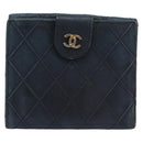 CHANEL Bicolore Wallet Leather Black Gold CC Auth 213366-3