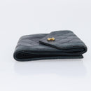 CHANEL Bicolore Wallet Leather Black Gold CC Auth 213366-4
