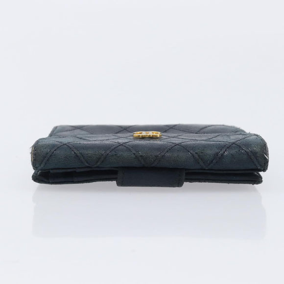 CHANEL Bicolore Wallet Leather Black Gold CC Auth 213366