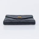 CHANEL Bicolore Wallet Leather Black Gold CC Auth 213366-7