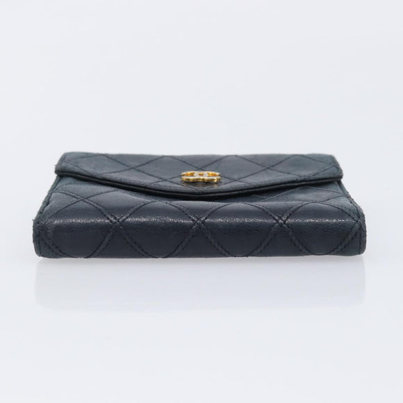 CHANEL Bicolore Wallet Leather Black Gold CC Auth 213366
