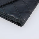 CHANEL Bicolore Wallet Leather Black Gold CC Auth 213366-9