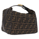 FENDI Zucca Canvas Vanity Hand Bag Black Brown Auth 213373-1