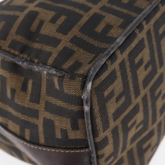 FENDI Zucca Canvas Vanity Hand Bag Black Brown Auth 213373
