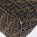 FENDI Zucca Canvas Vanity Hand Bag Black Brown Auth 213373-11