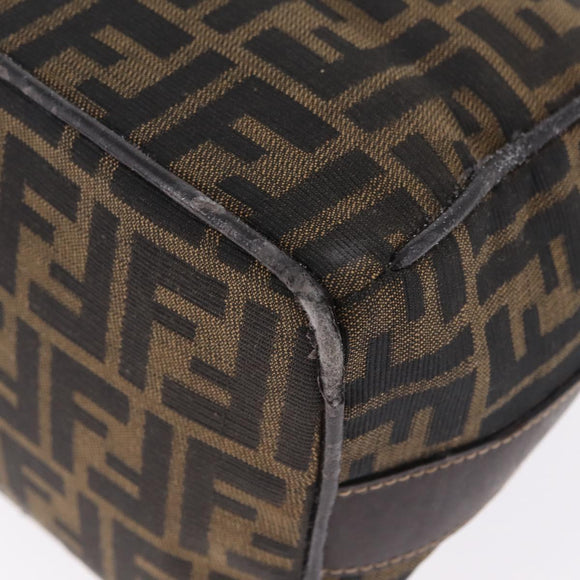 FENDI Zucca Canvas Vanity Hand Bag Black Brown Auth 213373
