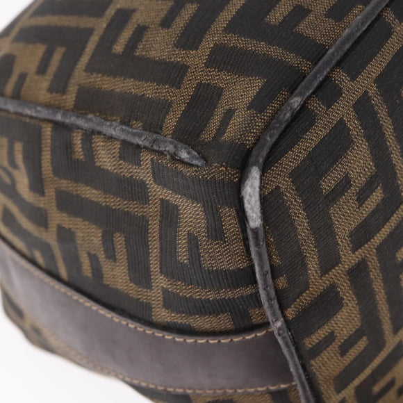 FENDI Zucca Canvas Vanity Hand Bag Black Brown Auth 213373