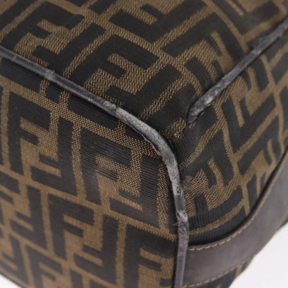 FENDI Zucca Canvas Vanity Hand Bag Black Brown Auth 213373