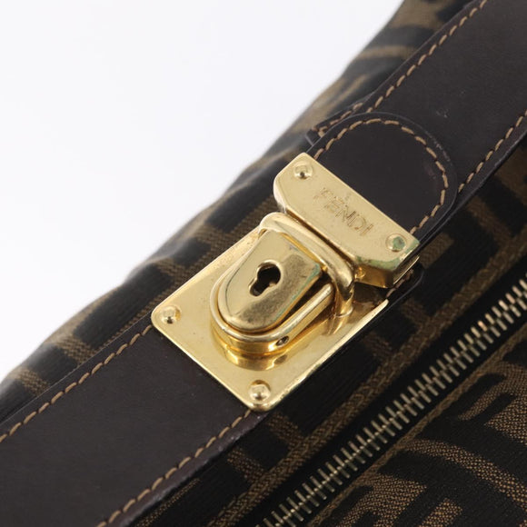 FENDI Zucca Canvas Vanity Hand Bag Black Brown Auth 213373