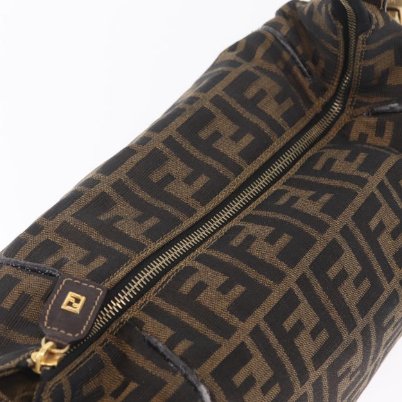 FENDI Zucca Canvas Vanity Hand Bag Black Brown Auth 213373