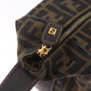FENDI Zucca Canvas Vanity Hand Bag Black Brown Auth 213373-16