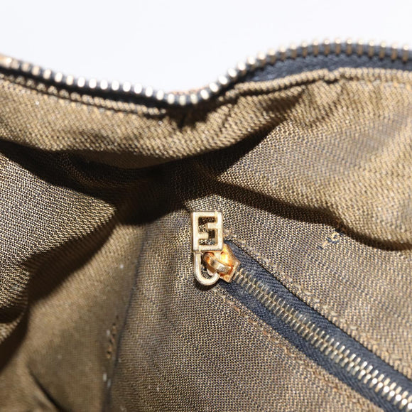 FENDI Zucca Canvas Vanity Hand Bag Black Brown Auth 213373