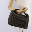 FENDI Zucca Canvas Vanity Hand Bag Black Brown Auth 213373-24