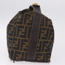 FENDI Zucca Canvas Vanity Hand Bag Black Brown Auth 213373-4