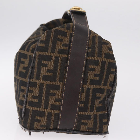 FENDI Zucca Canvas Vanity Hand Bag Black Brown Auth 213373