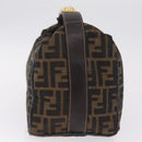 FENDI Zucca Canvas Vanity Hand Bag Black Brown Auth 213373-5