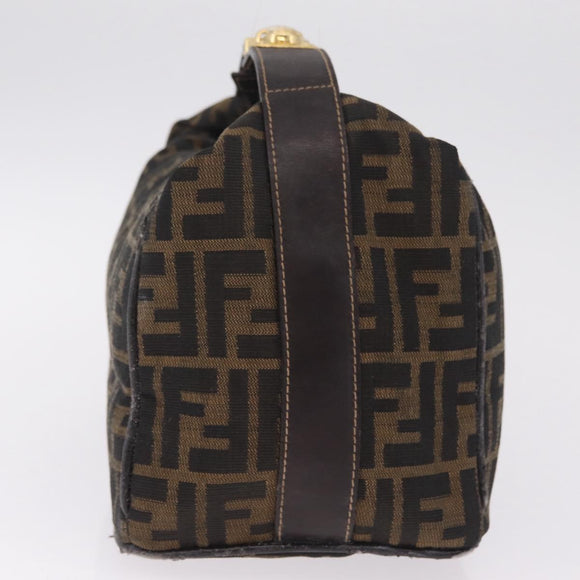 FENDI Zucca Canvas Vanity Hand Bag Black Brown Auth 213373