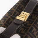 FENDI Zucca Canvas Vanity Hand Bag Black Brown Auth 213373-7