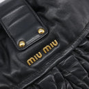 Miu Miu Matelasse Hand Bag Leather 2way Black Gold Auth 213377A-16
