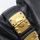 Miu Miu Matelasse Hand Bag Leather 2way Black Gold Auth 213377A-18