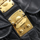 Miu Miu Matelasse Hand Bag Leather 2way Black Gold Auth 213377A-19