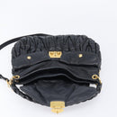 Miu Miu Matelasse Hand Bag Leather 2way Black Gold Auth 213377A-20