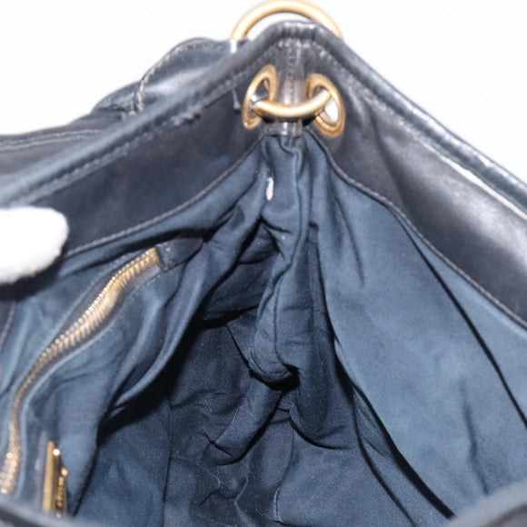 Miu Miu Matelasse Hand Bag Leather 2way Black Gold Auth 213377A