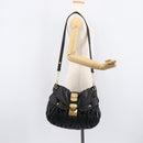 Miu Miu Matelasse Hand Bag Leather 2way Black Gold Auth 213377A-31
