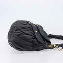Miu Miu Matelasse Hand Bag Leather 2way Black Gold Auth 213377A-4