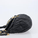 Miu Miu Matelasse Hand Bag Leather 2way Black Gold Auth 213377A-5