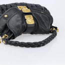 Miu Miu Matelasse Hand Bag Leather 2way Black Gold Auth 213377A-7