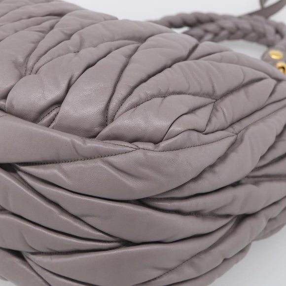Miu Miu Matelasse Hand Bag Leather 2way Gray Gold Auth 213378M