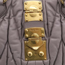 Miu Miu Matelasse Hand Bag Leather 2way Gray Gold Auth 213378M-17